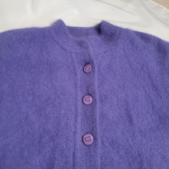 Vintage Venesha Angora Purple Button Up Cardigan Sweater Lined Women's Size M - Picture 8 of 10